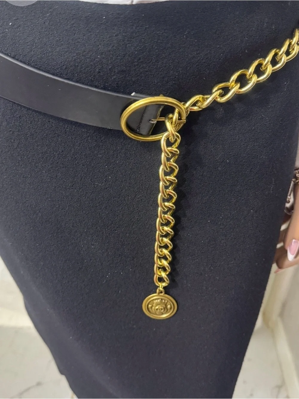 Gold Chain and Black PU Wrap Belt☑️